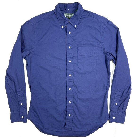 Gitman Bros Mens Vintage Dress Shirt Size Medium Long Sleeve Navy Made In USA - Picture 1 of 11